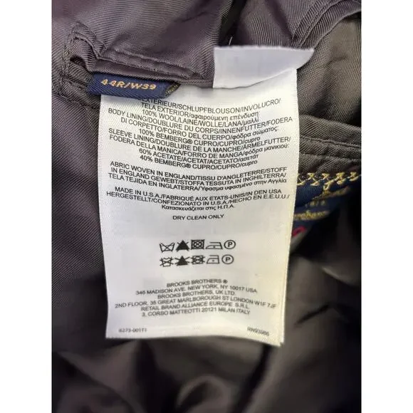 Brooks Brothers Suit Mens 44R/W39 Gray Pinstripe Wool 2 Piece Jacket Pants - Picture 7 of 16